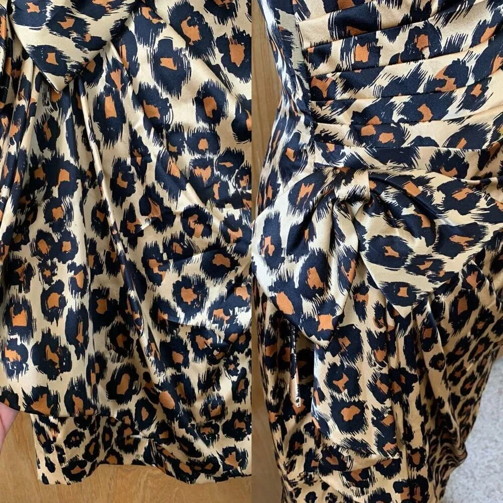 Vintage A.J. Bari for Neiman Marcus Silk‎ Strapless Leopard Print Cocktail Dress - Picture 11 of 12